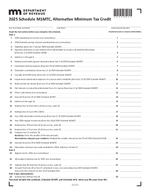 2025 M1MTC, Alternative Minimum Tax Credit Schedule for calculating the Minnesota Alternative Minimu