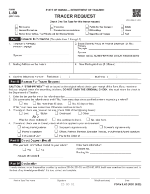Form L-80 Rev 2025 Tracer Request for Tax Year Forms 2025