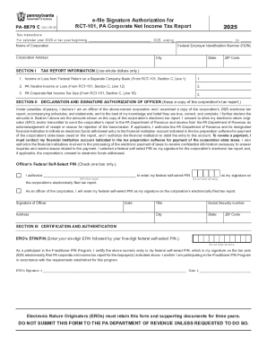 PA-8879 C e-file Signature Authorization for PA Corporate Net Income Tax Report 2025