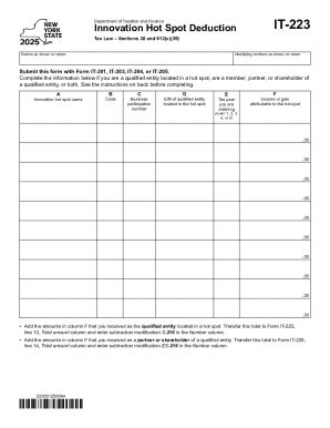 New York Innovation Hot Spot Deduction Form IT-223