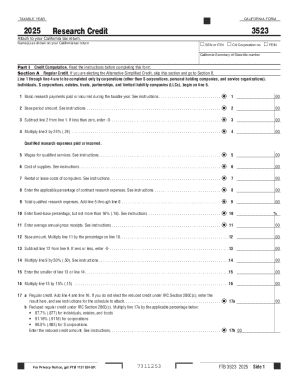 California Research Credit Form 3523