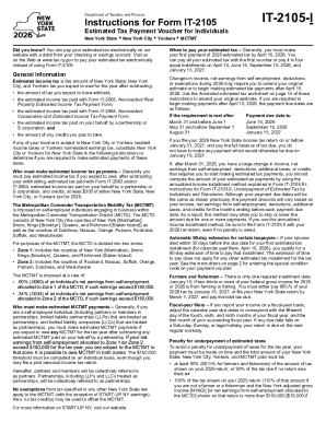 Instructions for Form IT-2105 Estimated Tax Payment