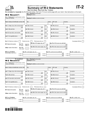 Summary of Federal Form W-2 Statements, IT2 - Tax NY