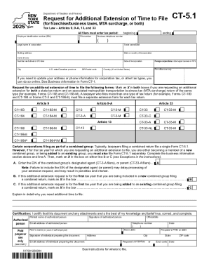 Instructions for Form CT-5 1 Request for Additional Extension