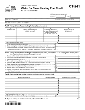 Form IT-241 Claim for Clean Heating Fuel Credit Tax Year