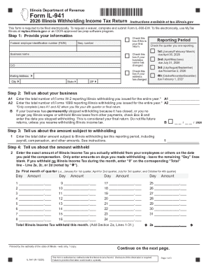 2026 Illinois Withholding Income Tax Return Form IL-941