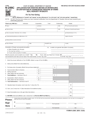 Form N-288C, Rev 2025, Application for Tentative Refund of Withholding on Dispositions by Nonresiden
