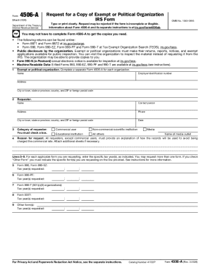 Request for a Copy of Exempt or Political Organization