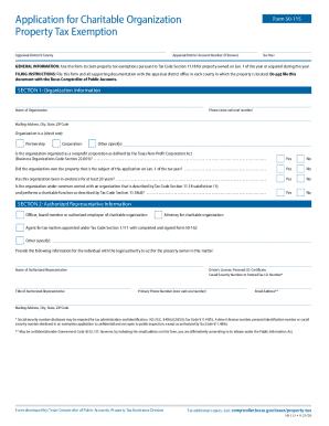Application for Charitable Organization Property Tax Exemption