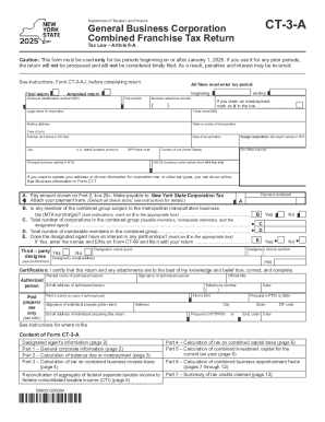 New York State CT-3-A Combined Franchise Tax Return