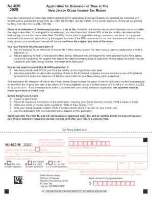 NJ-630 Application for Extension of Time to File