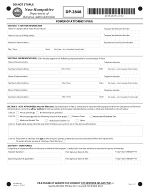 New Hampshire Power of Attorney Form DP-2848