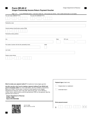 Form OR-65-V, Oregon Partnership Income Return Payment Voucher, 150-101-066