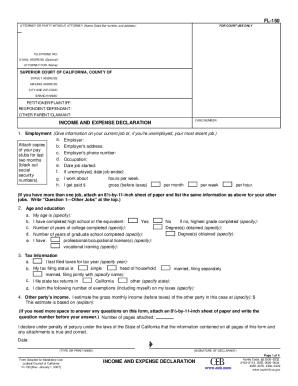 California Income and Expense Declaration Form FL-150