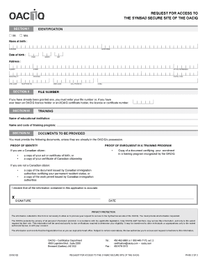 Request for Access to the Synbad Secure Site of the OACIQ