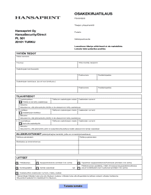 Finnish Share Certificate Order Form