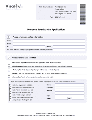 Visa application for morocco