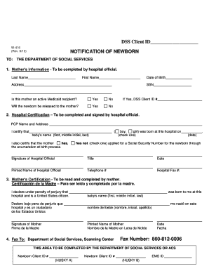 Connecticut Newborn Notification Form W-416